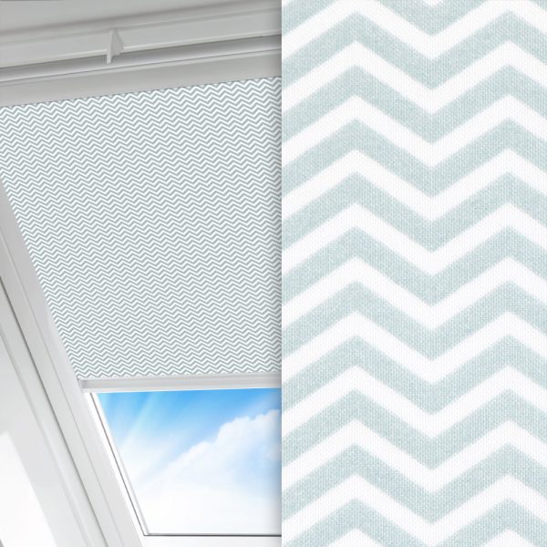 Dachfenster Rollo Zickzack, mint/weiss, lichtdurchlässig & blickdicht, feucht abwischbar