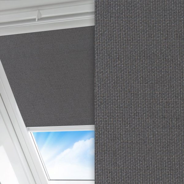 Dachfenster Rollo Sicuro, dunkelgrau, komplett verdunkelnd, Rückseite farbig wie Vorderseite, feucht abwischbar