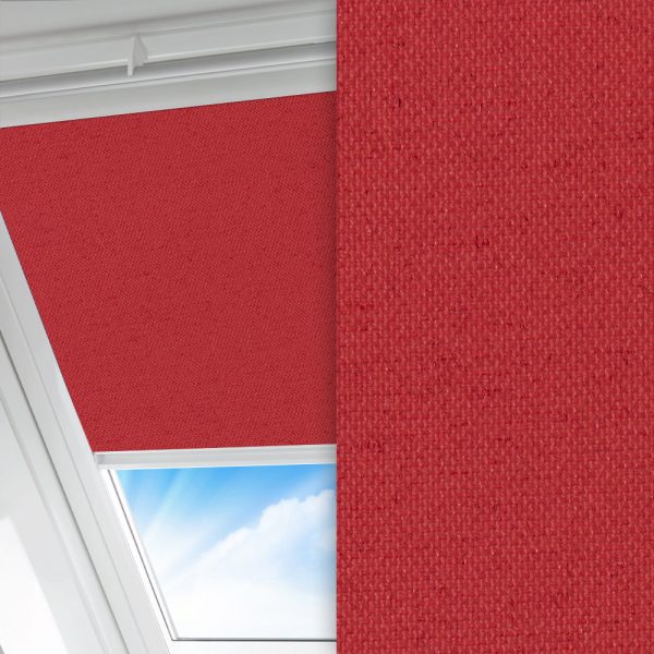 Dachfenster Rollo Sicuro, rot, komplett verdunkelnd, Rückseite farbig wie Vorderseite, feucht abwischbar