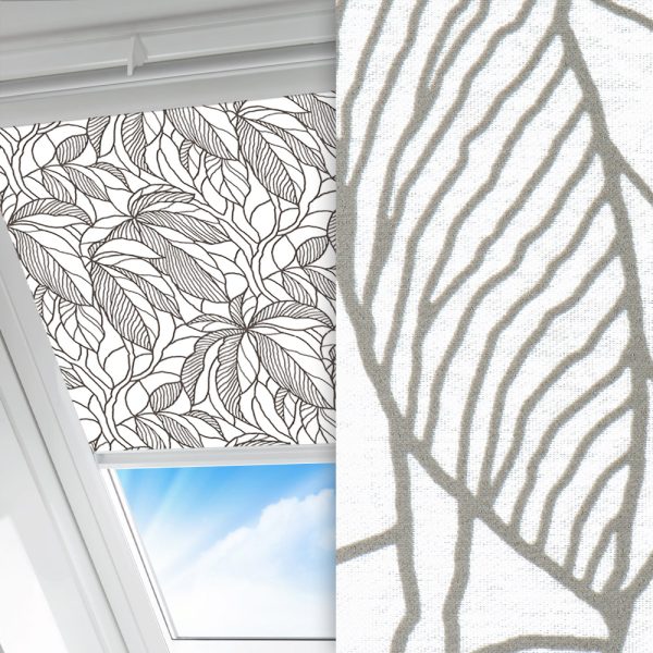 Dachfenster Rollo Natura, weiss/grau, lichtdurchlässig & blickdicht, feucht abwischbar