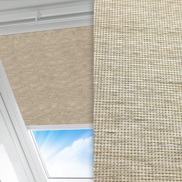 Dachfenster Rollo Quin, beige, lichtdurchlässig & blickdicht, abbürstbar, gold glänzend