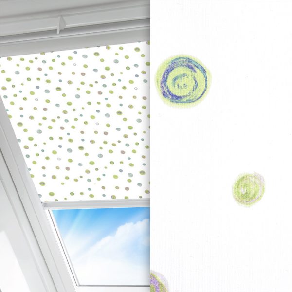 Dachfenster Rollo Punta, weiss/grün, komplett verdunkelnd, feucht abwischbar