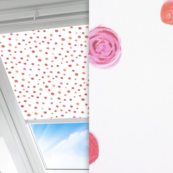 Dachfenster Rollo Punta, weiss/rot, komplett verdunkelnd, feucht abwischbar