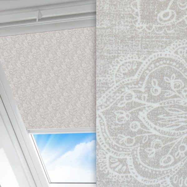 Dachfenster Rollo Flora, beige, lichtdurchlässig & blickdicht, feucht abwischbar