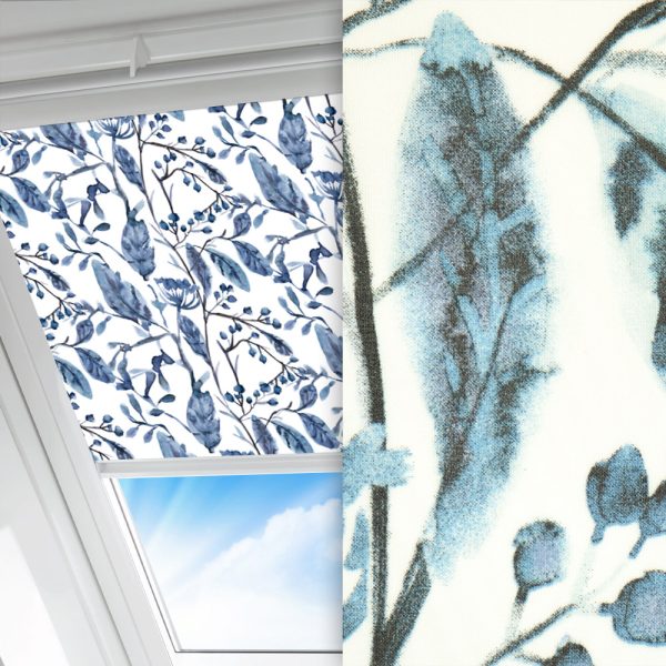 Dachfenster Rollo Frost, blau/weiss, lichtdurchlässig & blickdicht, feucht abwischbar