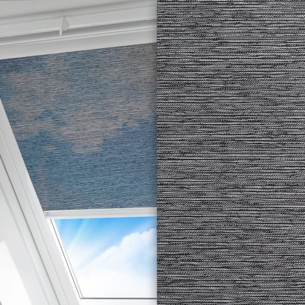 Dachfenster Rollo Fina, schwarz/silber, transparent, feucht abwischbar, silber glänzend