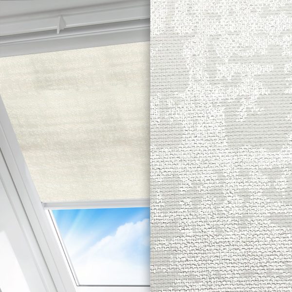 Dachfenster Rollo Fantasia, weiss, komplett verdunkelnd, Rückseite farbig wie Vorderseite, feucht abwischbar, weiss glänzend