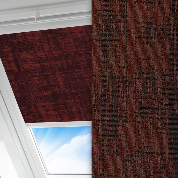 Dachfenster Rollo Terra, braun/schwarz, lichtdurchlässig & blickdicht, feucht abwischbar, kupfer glänzend