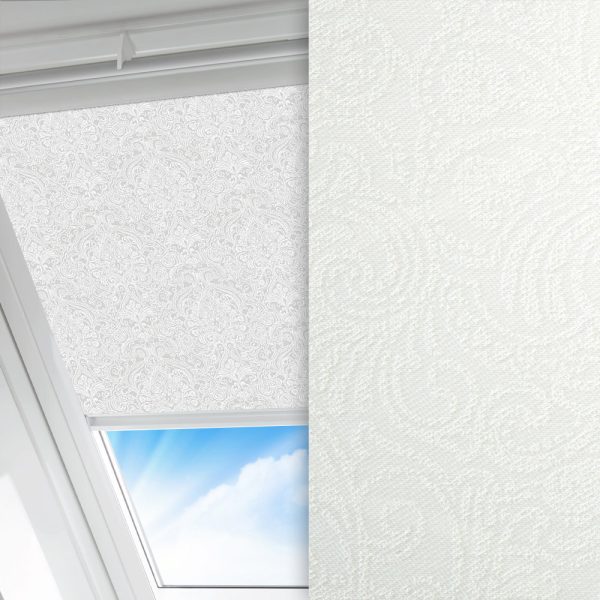 Dachfenster Rollo Barok, weiss, lichtdurchlässig & blickdicht, feucht abwischbar