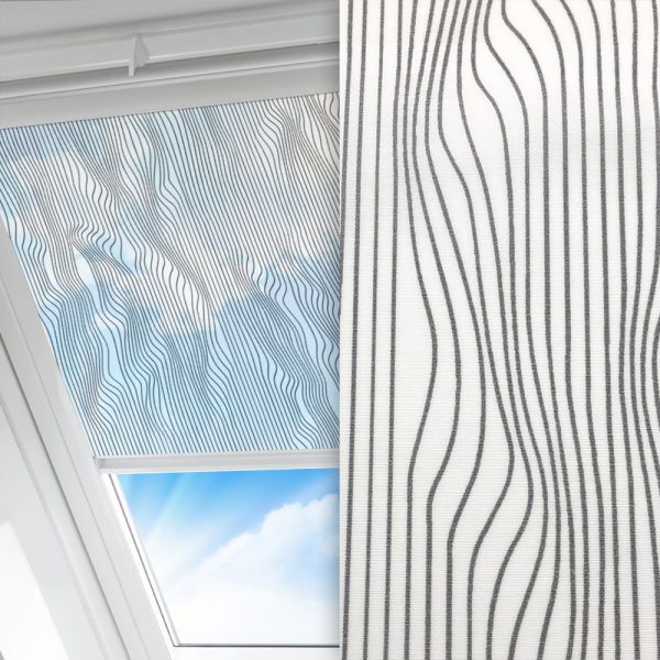 Dachfenster Rollo Optika, grau/weiss, transparent, feucht abwischbar