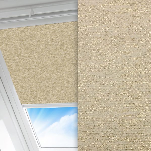 Dachfenster Rollo Moda, beige, komplett verdunkelnd, feucht abwischbar, gold glänzend