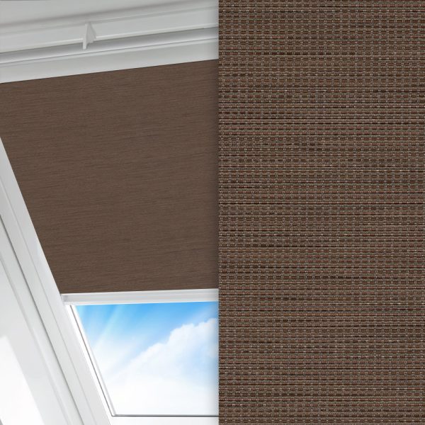 Dachfenster Rollo Mia, braun, komplett verdunkelnd, Rückseite farbig wie Vorderseite, feucht abwischbar