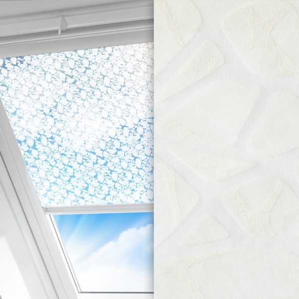 Dachfenster Rollo Mosaik, weiss, transparent, feucht abwischbar