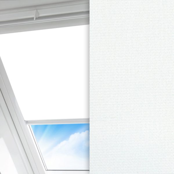 Dachfenster Rollo Lissa, weiss, komplett verdunkelnd, Rückseite Alu, schmutzabweisend, feucht abwischbar