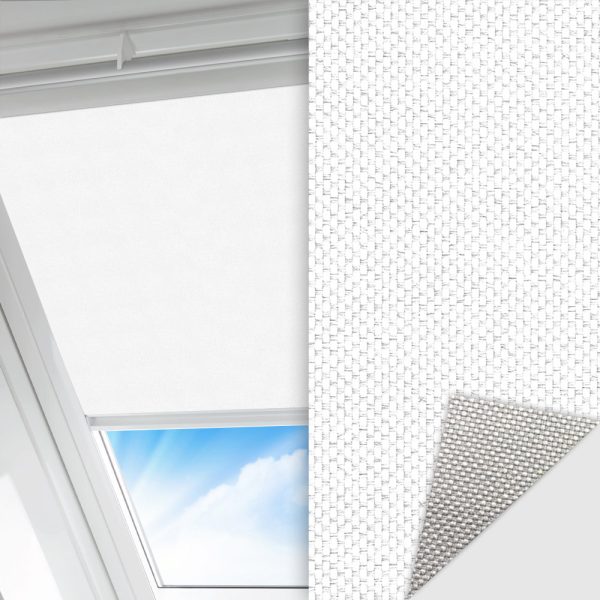 Dachfenster Rollo Techno, weiss, lichtdurchlässig & blickdicht, Rückseite Alu, schmutzabweisend, feucht abwischbar