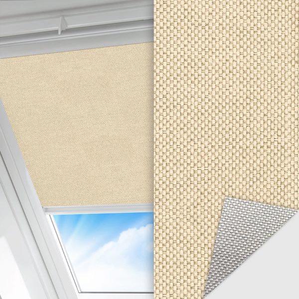 Dachfenster Rollo Techno, beige, lichtdurchlässig & blickdicht, Rückseite Alu, schmutzabweisend, feucht abwischbar