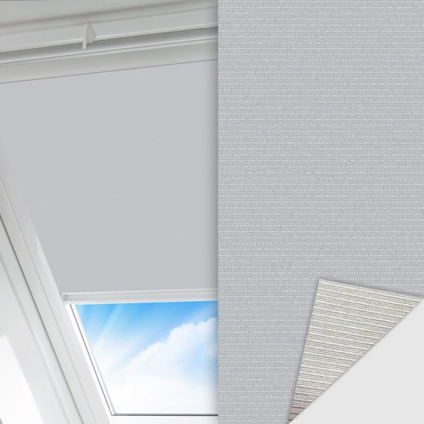 Dachfenster Rollo Silenzio Techno, hellgrau, lichtdurchlässig & blickdicht, Rückseite Alu, schmutzabweisend, abbürstbar