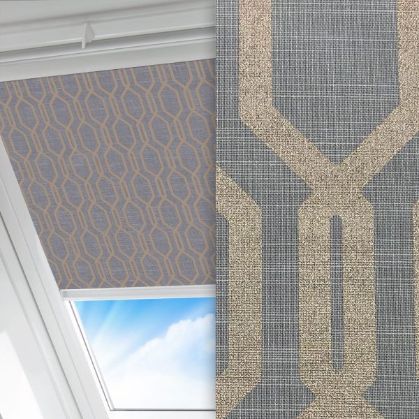 Dachfenster Rollo Honey, grau, komplett verdunkelnd, feucht abwischbar, bronze glänzend