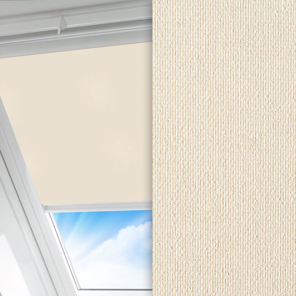 Dachfenster Rollo Prima Safe, creme, abdunkelnd, Rückseite Perlmutt, schmutzabweisend, feucht abwischbar