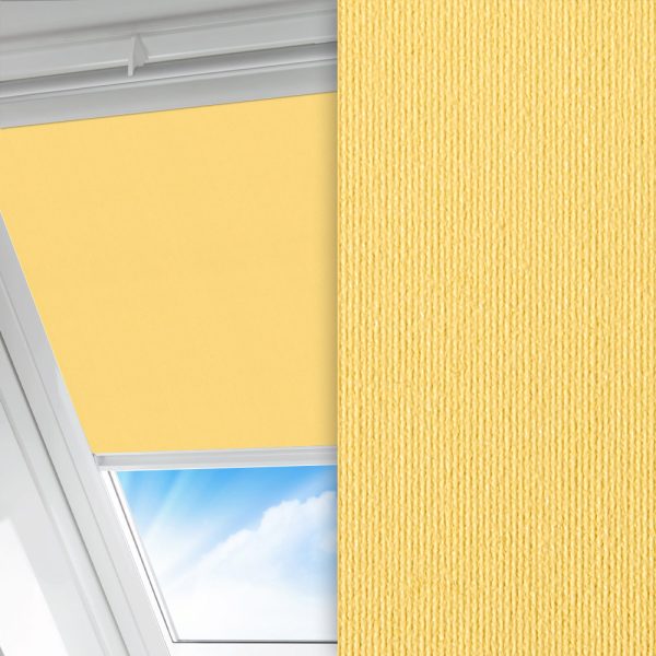 Dachfenster Rollo Prima Safe, gelb, abdunkelnd, Rückseite Perlmutt, schmutzabweisend, feucht abwischbar