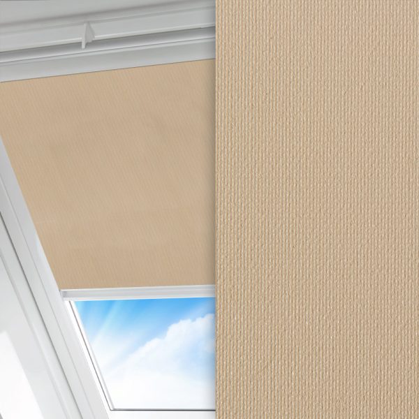 Dachfenster Rollo Prima Safe, beige, abdunkelnd, Rückseite Perlmutt, schmutzabweisend, feucht abwischbar