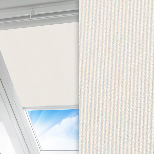 Dachfenster Rollo Prima Safe, hellgrau, abdunkelnd, Rückseite Perlmutt, schmutzabweisend, feucht abwischbar