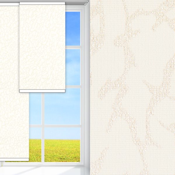 Flächenvorhang Ruvi, creme, lichtdurchlässig & blickdicht, feucht abwischbar, gold glänzend