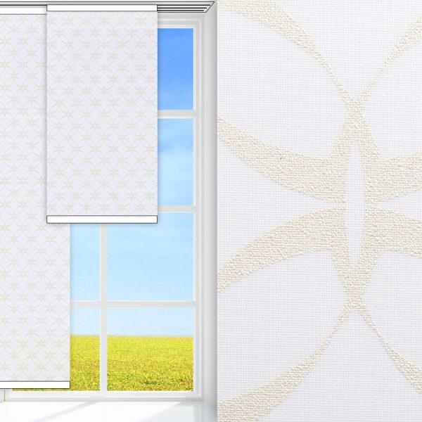 Flächenvorhang Goldena, weiss, lichtdurchlässig & blickdicht, feucht abwischbar, gold glänzend