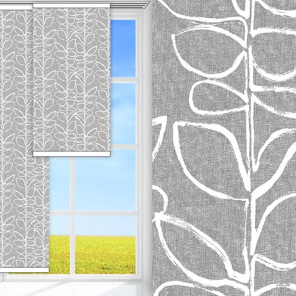 Flächenvorhang Natura, grau/weiss, lichtdurchlässig & blickdicht, feucht abwischbar