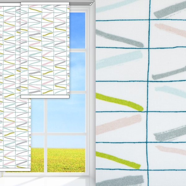 Flächenvorhang Ecola, weiss/grün, lichtdurchlässig & blickdicht, feucht abwischbar