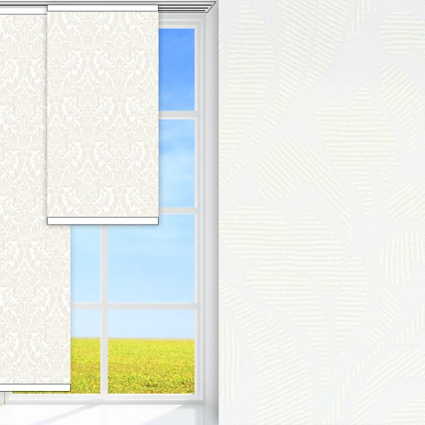 Flächenvorhang Barok, weiss, lichtdurchlässig & blickdicht, feucht abwischbar