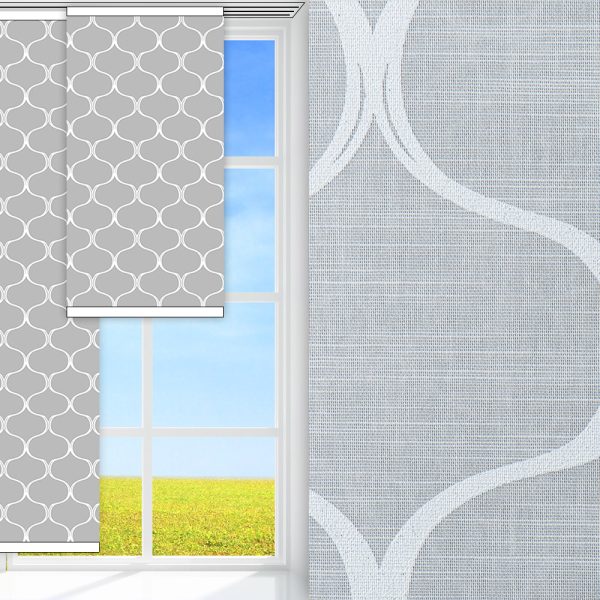 Flächenvorhang Vintage, grau/weiss, lichtdurchlässig & blickdicht, feucht abwischbar