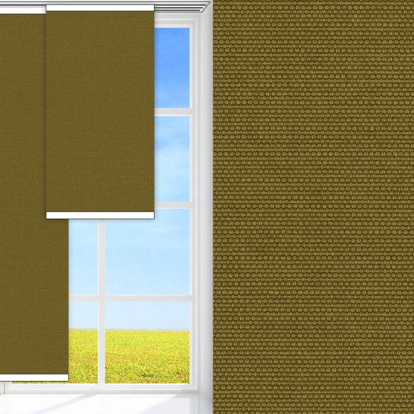 Flächenvorhang Bora, grün/braun, komplett verdunkelnd, feucht abwischbar