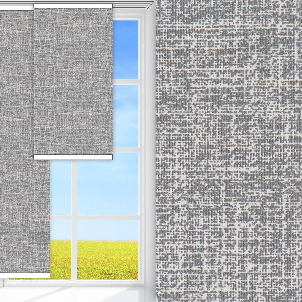 Flächenvorhang Maya, grau/weiss, komplett verdunkelnd, feucht abwischbar