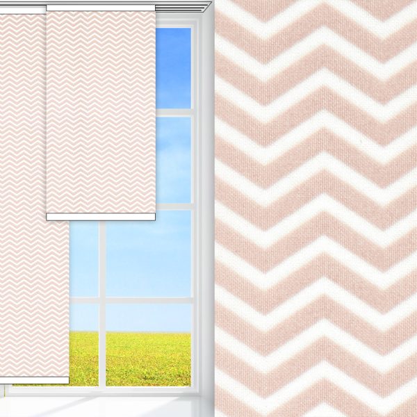 Flächenvorhang Zickzack, rosa/weiss, lichtdurchlässig & blickdicht, feucht abwischbar