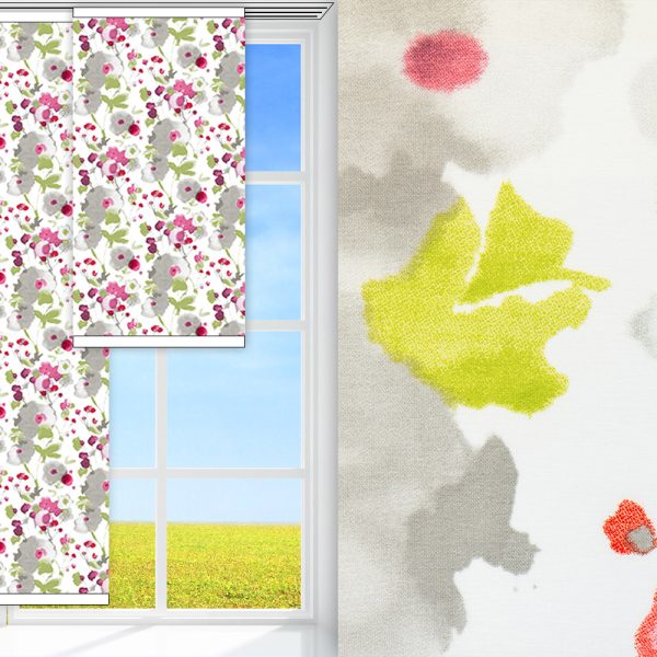 Flächenvorhang Aqua, weiss/grau/rot, lichtdurchlässig & blickdicht, feucht abwischbar