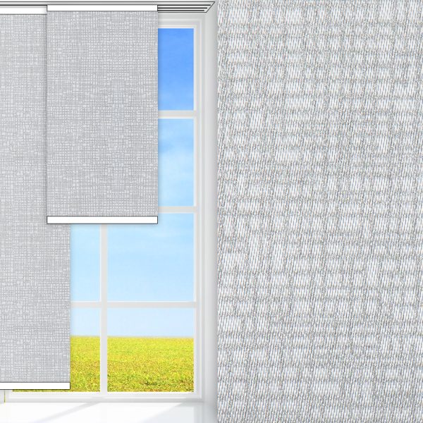 Flächenvorhang Fibra , grau/weiss, lichtdurchlässig & blickdicht, feucht abwischbar, silber glänzend