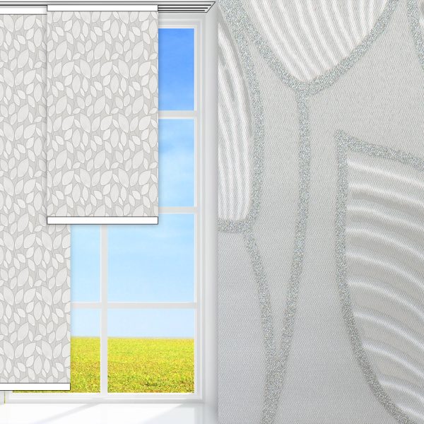Flächenvorhang Arbor, grau/weiss, lichtdurchlässig & blickdicht, feucht abwischbar, silber glänzend