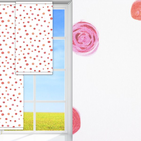 Flächenvorhang Punta, weiss/rot, komplett verdunkelnd, feucht abwischbar