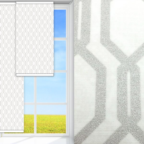 Flächenvorhang Hexa Silver, creme, lichtdurchlässig & blickdicht, feucht abwischbar, beige glänzend