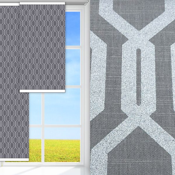 Flächenvorhang Honey, grau, lichtdurchlässig & blickdicht, feucht abwischbar, silber glänzend
