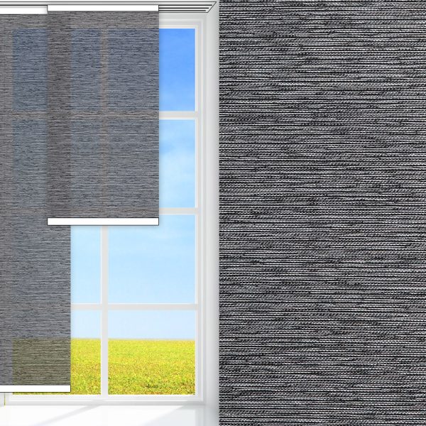 Flächenvorhang Fina, schwarz/silber, transparent, feucht abwischbar, silber glänzend