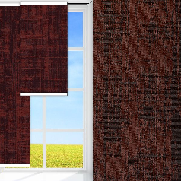 Flächenvorhang Terra, braun/schwarz, lichtdurchlässig & blickdicht, feucht abwischbar, kupfer glänzend