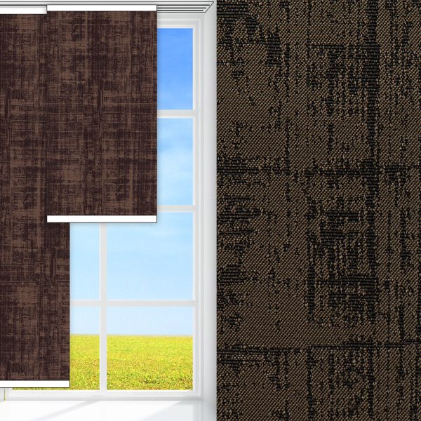 Flächenvorhang Terra, braun, lichtdurchlässig & blickdicht, feucht abwischbar, gold glänzend