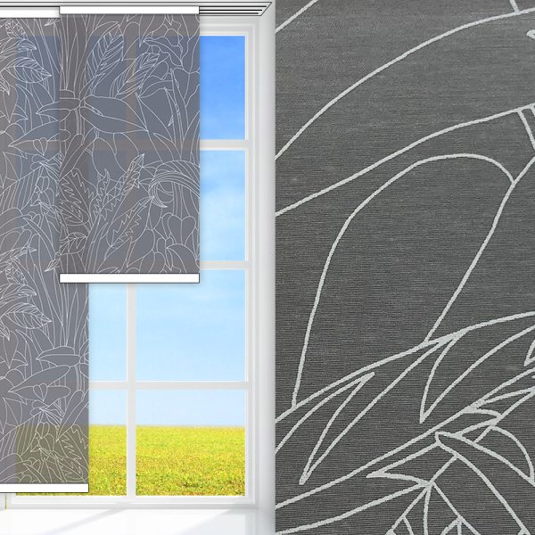 Flächenvorhang Natura, grau/weiss, transparent, feucht abwischbar