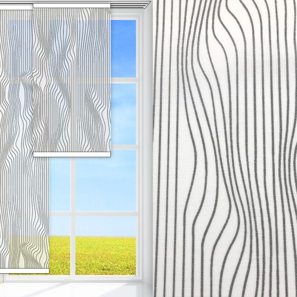 Flächenvorhang Optika, grau/weiss, transparent, feucht abwischbar