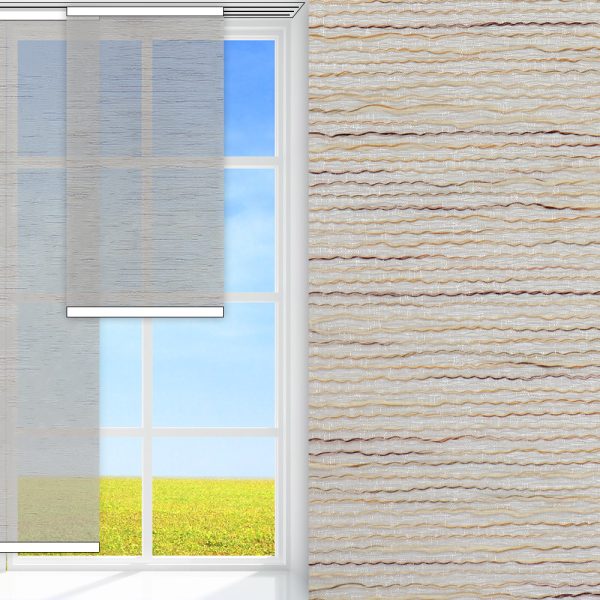 Flächenvorhang Linea, beige, transparent, feucht abwischbar, gold glänzend