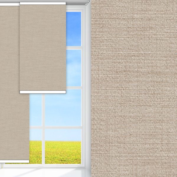 Flächenvorhang Perla, beige, komplett verdunkelnd, Rückseite farbig wie Vorderseite, feucht abwischbar