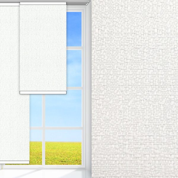 Flächenvorhang Perla, weiss, komplett verdunkelnd, Rückseite farbig wie Vorderseite, feucht abwischbar