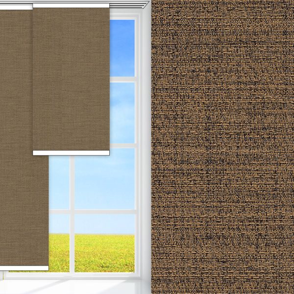 Flächenvorhang Perla, braun, komplett verdunkelnd, Rückseite farbig wie Vorderseite, feucht abwischbar